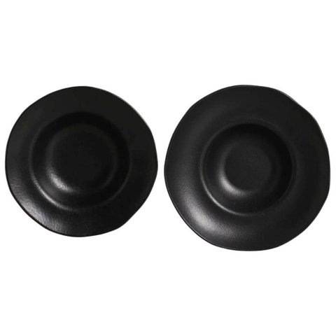Kit 2 Pratos Orgânicos Preto Matte 250ml e 450ml Porto Brasil Servir Mesa Posta