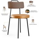 Ver imagem 4 de Kit 02 Cadeiras Decorativas Estofada Para Sala Jantar Barcelona L02 Couríssimo Marrom Whisky - Lyam