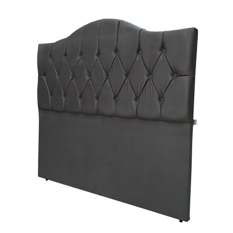 Cabeceira Cama Casal Botões Provençal Cinza Suede com Pés 120cm Altura Rbl