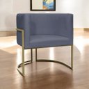 Ver imagem 2 de Poltrona Decorativa para Sala Recepção Luna Suede Base Ferro Champagne