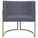 Ver imagem 5 de Poltrona Decorativa para Sala Recepção Luna Suede Base Ferro Champagne