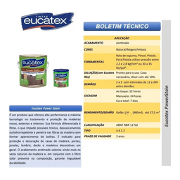 VERNIZ POWER STAIN DECK MADEIRA PREMIUM MOGNO 3,6l EUCATEX - 2