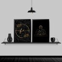 Ver imagem 1 de Kit 2 Quadros Buda Fé Preto Com Dourado 33x24cm - com vidro:Madeira preta