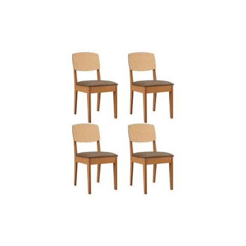 Cadeira Sala de Jantar Havana Premium Kit 4 Un Naturalle/suede Capuccino - Rufato