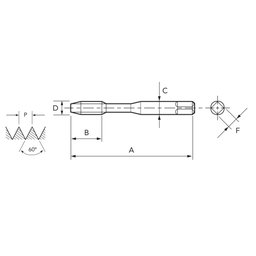 Macho para Máquina Hsse M2,2 X 0,45 Mt 250/3 - Din 371 - Osg - 2 Macho para Máquina Hsse M2,2 X 0,45 Mt 250/3 - Din 371 - Osg - 2