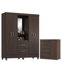 Ver imagem 1 de Guarda Roupa Casal Capelinha Lord com Cômoda Montevidéu Café Touch - Demóbile
