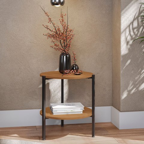 Mesa de Centro Estilo Industrial Kappesberg LI017 Cor Canela/Preto Fosco