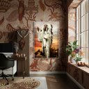 Ver imagem 1 de Quadro Decorativo Pena Branca Caboclo - 70x50cm:moldura Branca
