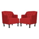 Ver imagem 1 de Kit 2 Poltronas Estofada para Hall de Entrada Genesis Suede Vermelho - Lm Decor