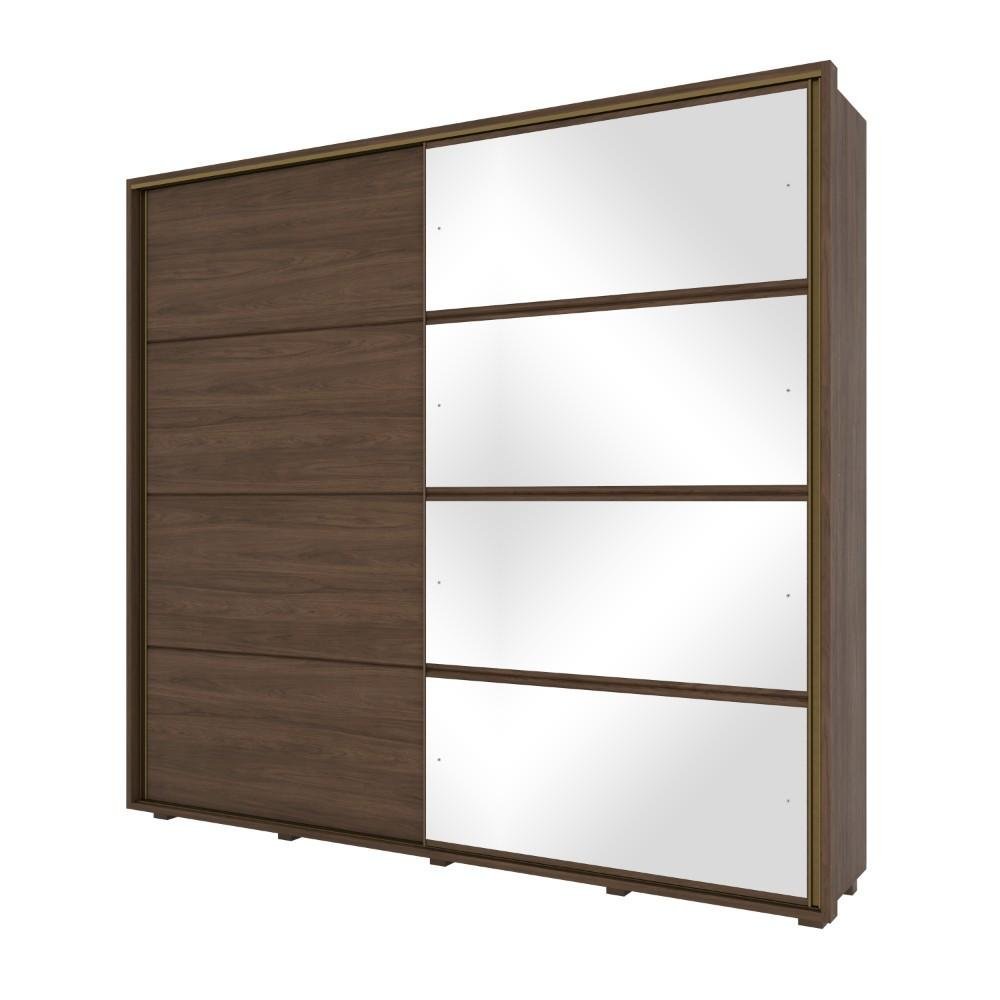 Guarda Roupa Casal Apolo 02 Portas Deslizantes 04 Espelhos Henn - Castanho - 3