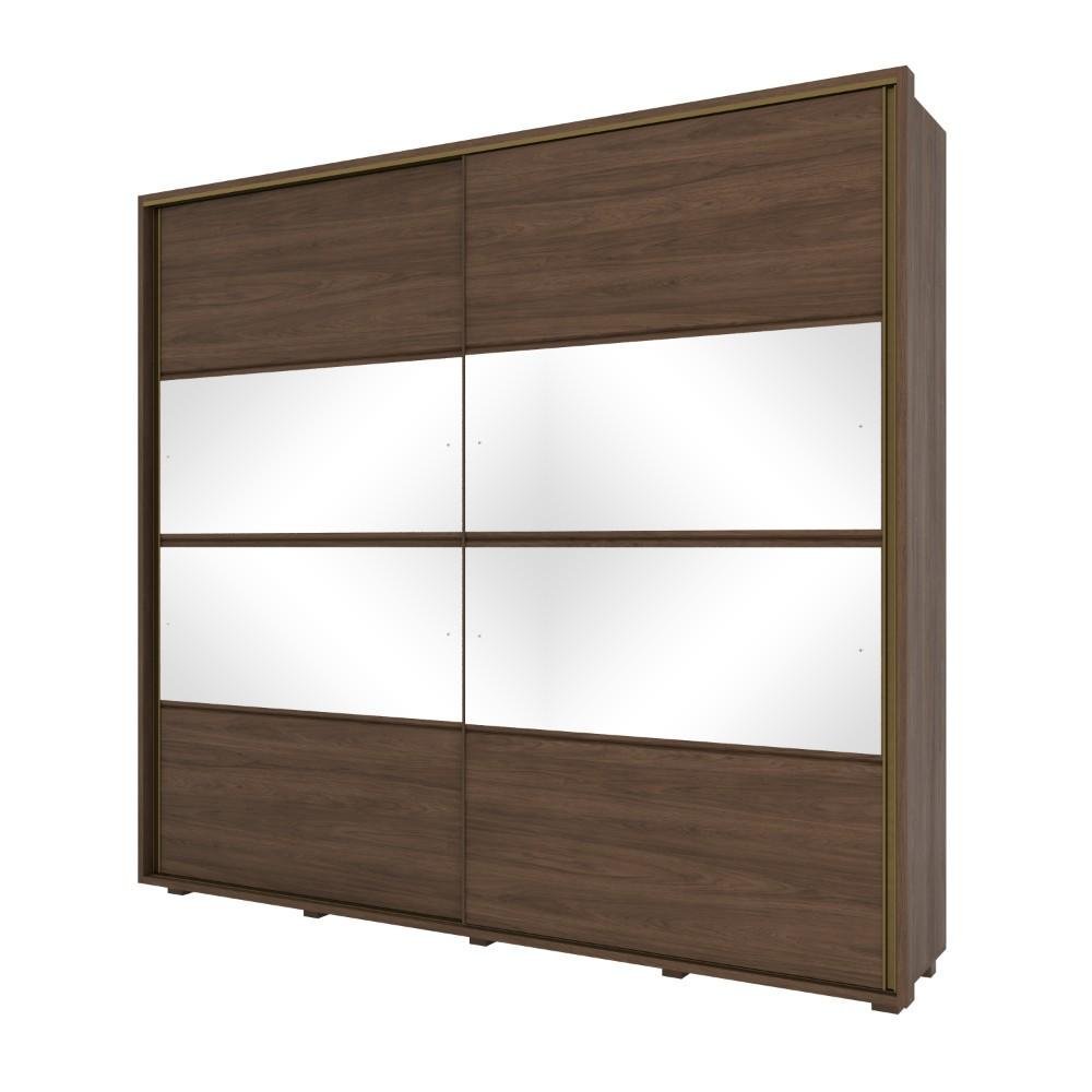 Guarda Roupa Casal Apolo 02 Portas Deslizantes 04 Espelhos Henn - Castanho - 4