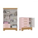 Ver imagem 2 de Quarto Infantil Completo Soninho 5 Portas 6 Gavetas Rosa/cinamomo - Panorama Móveis