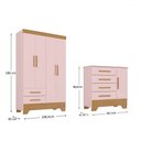 Ver imagem 4 de Quarto Infantil Completo Soninho 5 Portas 6 Gavetas Rosa/cinamomo - Panorama Móveis