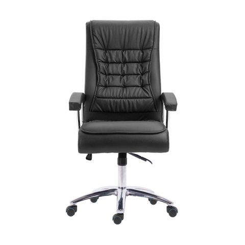 Cadeira Escritório Presidente Ergonômica NR17 Corino Mola Ensacada Preto