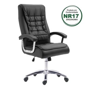 Cadeira Escritório Presidente Ergonômica NR17 Corino Mola Ensacada