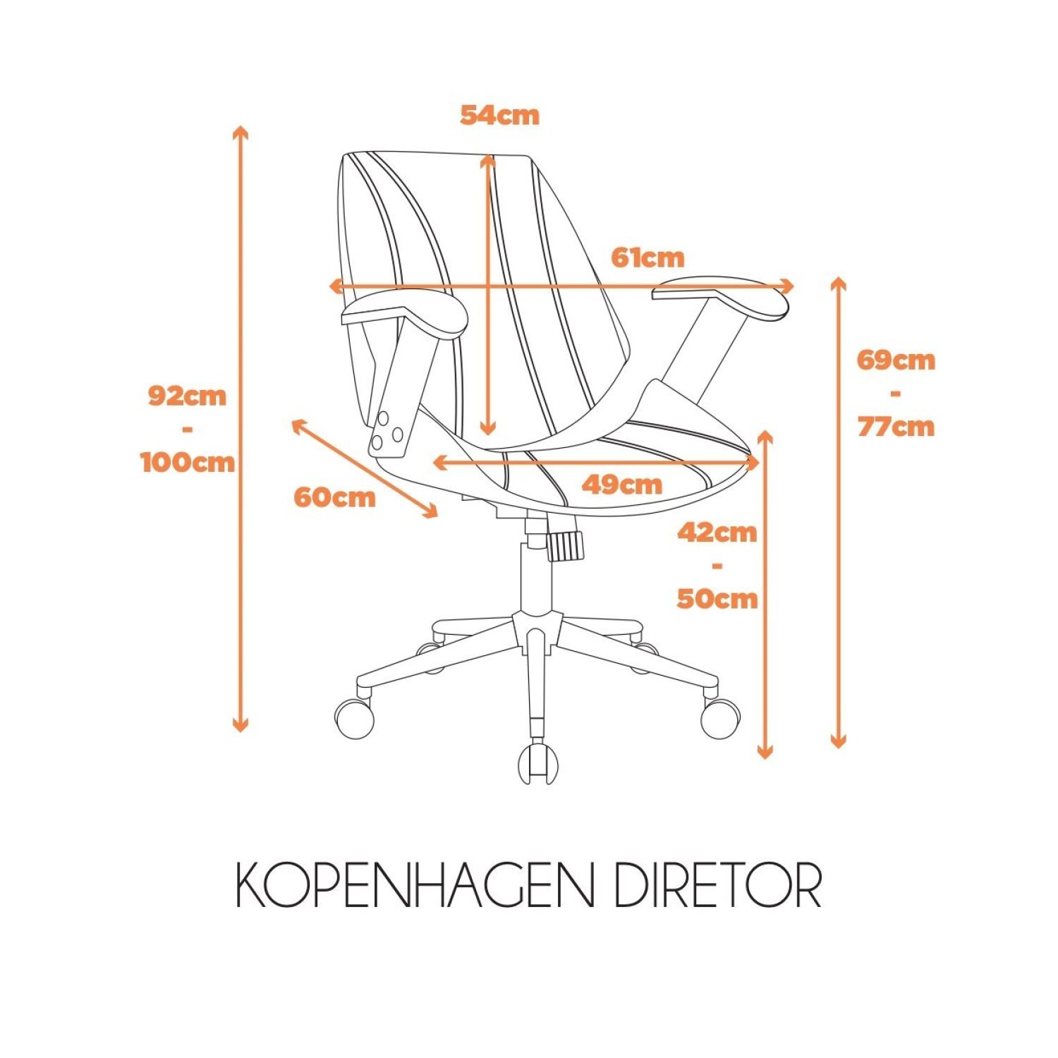 Cadeira Escritório Diretor Giratória Kopenhagen  - 3