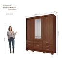Ver imagem 3 de Guarda-Roupa Casal Lais 3 Portas de Correr Gavetas com Espelho e Sapateira 100 MDF Pm Home