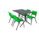 Ver imagem 2 de Jogo Mesa 1,20x70 Preta para Sorveterias e Restaurantes com 4 Cadeiras Iso Verde