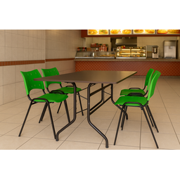 Jogo Mesa 1,20x70 Preta para Sorveterias e Restaurantes com 4 Cadeiras Iso Verde - 1