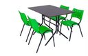 Ver imagem 2 de Jogo Mesa 1,20x70 Preta para Sorveterias e Restaurantes com 4 Cadeiras Iso Verde
