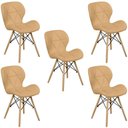 Ver imagem 1 de Kit 05 Cadeiras Charles Eames Eiffel Slim Wood Estofada - Nude Escuro