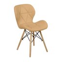 Ver imagem 2 de Kit 05 Cadeiras Charles Eames Eiffel Slim Wood Estofada - Nude Escuro