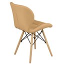 Ver imagem 4 de Kit 05 Cadeiras Charles Eames Eiffel Slim Wood Estofada - Nude Escuro