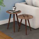 Ver imagem 1 de Kit 2 Mesas de Apoio Lateral Redonda 47 Cm Pés Palito Madeira Mdp Rústico - Clicklar