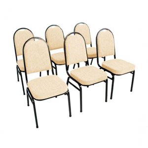 Kit com 6 Cadeiras para Auditórios Linha Hotel Bege