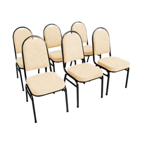 Kit com 6 Cadeiras para Auditórios Linha Hotel Bege