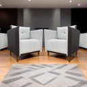 Ver imagem 2 de Kit 2 Poltronas Decorativas para Sala e Recepção Aviv Corino e Linho Premium Cores