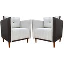 Ver imagem 1 de Kit 2 Poltronas Decorativas para Sala e Recepção Aviv Corino e Linho Premium Cores