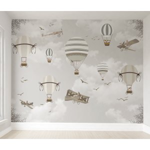 Papel de parede balãozinho aviãozinho infantil para quarto de bebê PP32