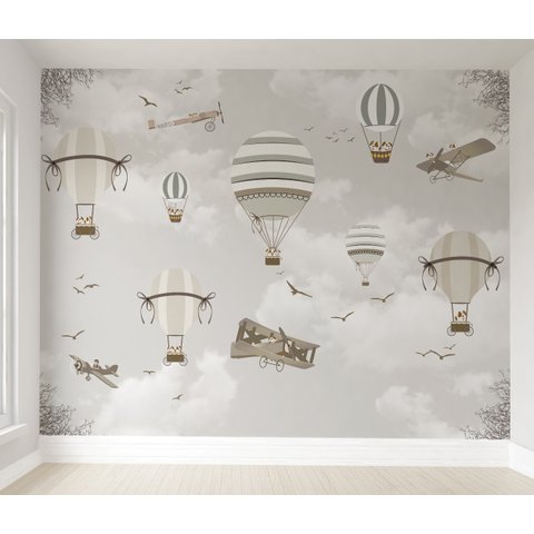 Papel de parede balãozinho aviãozinho infantil para quarto de bebê PP32