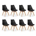 Ver imagem 2 de Kit 8 Cadeiras Leda Saarinen Estofadas Base Wood Pretas Sala de Jantar e Cozinha