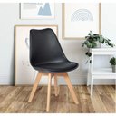 Ver imagem 6 de Kit 8 Cadeiras Leda Saarinen Estofadas Base Wood Pretas Sala de Jantar e Cozinha