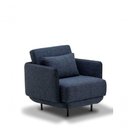 Ver imagem 1 de Poltrona Azul Tecido Boucle Estofada Base Metal Fixa para Sala 0,80 Largura Titanium