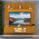 Ver imagem 1 de Estante e Home Theater Ripado para TV até 84 Polegadas 100% MDF 228,8cmx217cm Ripada 3 Portas com Led Nobre Clean Luminare Marrom Naturale