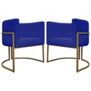 Ver imagem 4 de Kit 2 Poltronas Decorativas Recepção Luna Tecido Sintético Cores Base de Ferro Dourada