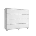 Ver imagem 1 de Cômoda Gaveteiro Grande 8gavetas com Rodízios Branco Repleta
