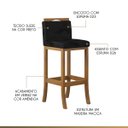 Ver imagem 3 de Kit 3 Banquetas Média Encosto Estofado 38x92Cm Ilha Turim Madeira Maciça Amêndoa Suede Preto CCS