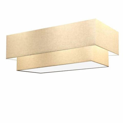 Plafon Duplo Retangular Vivare Md-3071 Cúpula em Tecido Bivolt Algodão-crú 127/220v
