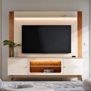 Ver imagem 1 de Estante Painel TV 70 pol 198cm MDP com LED Off White e Canela Mpozenato