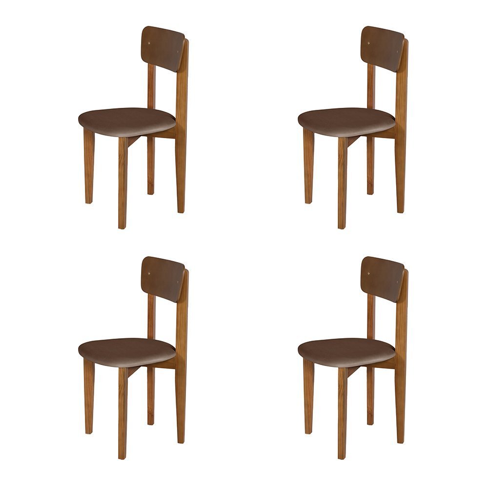 Kit 4 Cadeiras em Madeira Maciça Elisa para Sala de Jantar Marrom