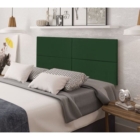 Cabeceira King Estofado Suspensa Moderna - 1,95 Metros - Verde Musgo Suede