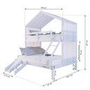 Ver imagem 3 de Beliche Casal/ Solteiro Casinha com Cortina e Kit Escada/Escorregador Madeira Maciça Branco