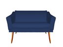 Ver imagem 1 de Namoradeira Decorativa Agatha Suede Azul Marinho 2 Lugares Pés Madeira Mz Decor