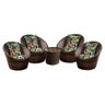 Conjunto de Poltronas Fibra Sintética Bola - 4 Poltronas + 1 Mesa Centro - Tecido Saquarema - 1