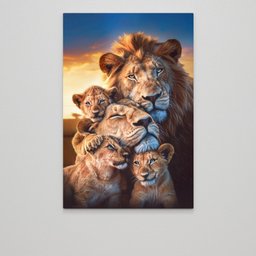 Quadro Decorativo Exclusivo Família Leão Leoa com Três Filhotes Sala Quarto Casa Escritório - 8