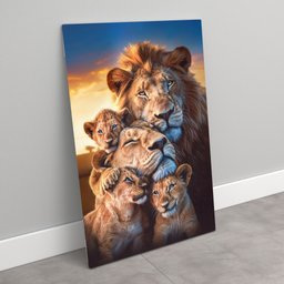 Quadro Decorativo Exclusivo Família Leão Leoa com Três Filhotes Sala Quarto Casa Escritório - 7